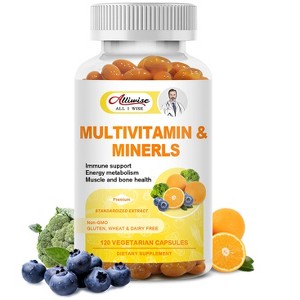 Alliwise Multivitamin & Minerals Capsules - Support Immunity & Energy, Healthy Hair & Skin - 120 Capsules - 1 of 4