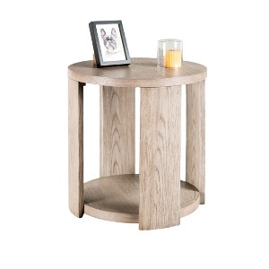 Lirago Round End Table with Open Storage Oak Finish - Modern Accent Table for Living Room 24"H x 24"D x 24"W - 1 of 4