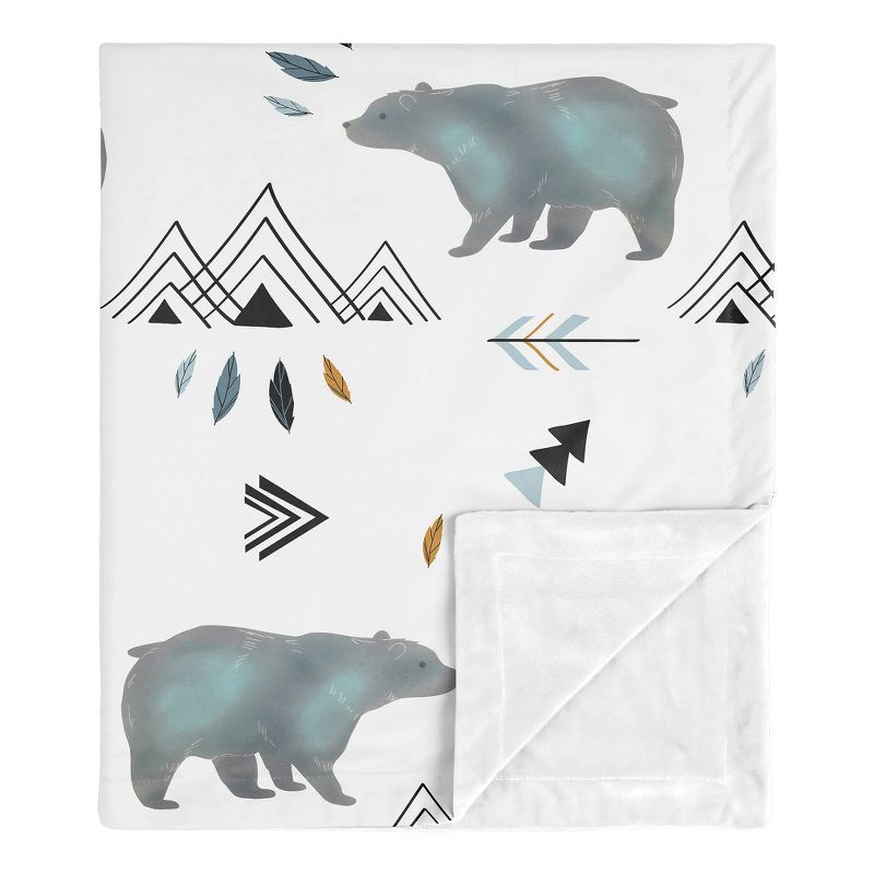 Sweet Jojo Designs Boy Baby Security Blanket Bear Mountain Blue and Black, 1 of 6