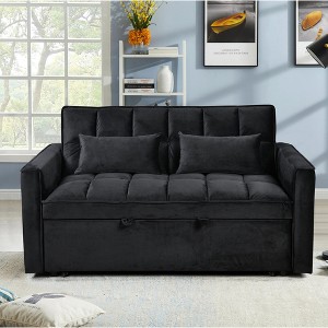 NicBex Convertible Sofa Bed Loveseat Couch with Pull Out Bed & Reclining Backrest,Upholstered Futon Sofa for Living Room,Bedroom - 1 of 4