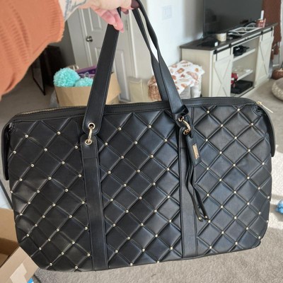 Badgley Mischka Anna Vegan Leather Tote Weekender Travel Bag - Black
