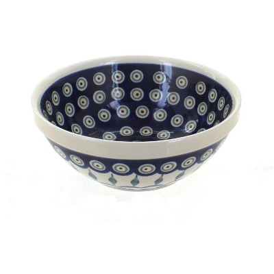 Blue Rose Polish Pottery Peacock Small Serving Bowl