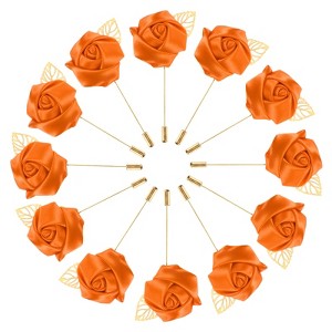 Unique Bargains Mens Golden Leaf Rose Lapel Boutonnieres Pin for Wedding 12 Pcs - 1 of 4