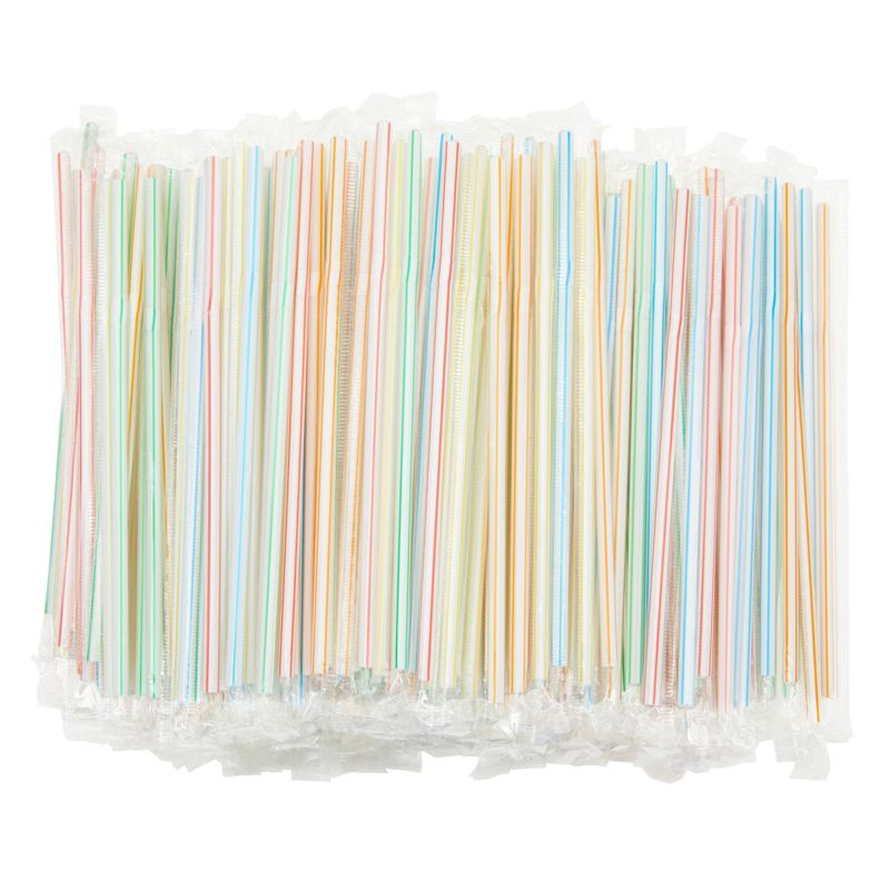Stockroom Plus 500 Pieces Individually Wrapped Flexible Drinking Straws (7.75 In, Pastel), 1 of 9