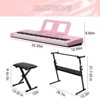 Karl Home 61 Keys  Keyboard Piano with Lighted Keys, Z-Stand, Piano Bench, Pink - 2 of 4