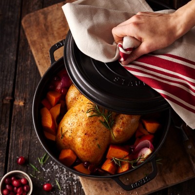 Black Enameled Cast Iron 5.5-qt Round Dutch Oven