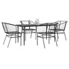 vidaXL 5 Piece Patio Dining Set - Black Poly Rattan Outdoor Garden Furniture with Glass Table - 2 of 4