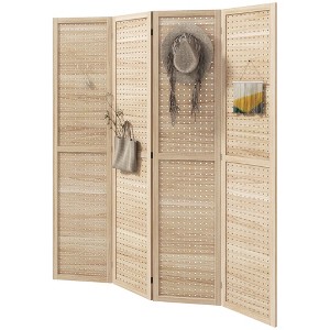 Gulches 4-Panel Natural Partition, Portable Privacy Screen - 1 of 4