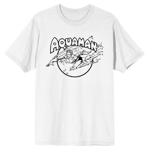 Aquaman Superhero Dive Men's White T-shirt - 1 of 1