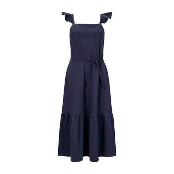 Hope & Henry Girls' Bow Shoulder Swing Dress (blue Stripe, 6) : Target