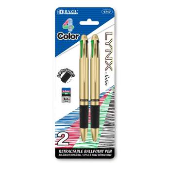 Bazic Products Lynx Satin Top 4-Color Pen with Cushion Grip, Pack of 2