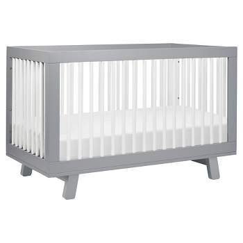 Babyletto Hudson 3-in-1 Convertible Crib with Toddler Rail - Gray/White