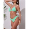 INSPIRE CHIC Women's Waffle Knit Textured Halter Bikini Sets, Triangle Bottom with Seashell Waist Rope Swimwear Suits 1 Set - 2 of 4