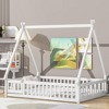 CAVINAS Full Size Wood Montessori Bed with Safety Guardrails,Modern Tent-Shaped Floor Bed with Slats Bed and Door,Toddler Bed for Bedroom - 2 of 4