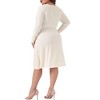 Agnes Orinda Women's Plus Size Long Sleeve Elegant Knitted Criss Cross V Neck Sweater Midi Dress - 4 of 4
