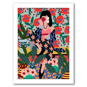 Americanflat Botanical Modern Girl Drinking Tea By Studio Grand-Pere Framed Print Wall Art