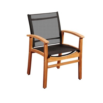 Amazonia Certified Teak 100 FSC and Mesh Armchairs, Black