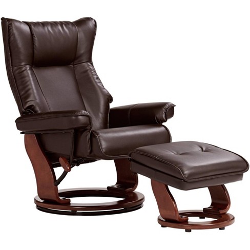 Benchmaster Morgan Java Faux Leather Recliner Chair Modern Armchair Ottoman  Footrest Ergonomic Manual Reclining Swivel For Bedroom Living Room Reading  : Target