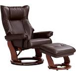 BenchMaster Morgan Java Faux Leather Recliner Chair Modern Armchair Ottoman Footrest Ergonomic Manual Reclining Swivel for Bedroom Living Room Reading