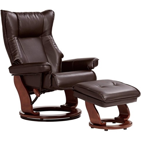 Benchmaster Morgan Java Faux Leather, Leather Recliner Ottoman