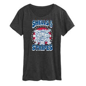 Women's - Teenage Mutant Ninja Turtles - Shells And Stripes Short Sleeve Graphic T-Shirt - 1 of 4