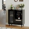 Modern Wine Bar Cabinet &Coffee Bar Cabinet with Storage,Storage Sideboard with Tempered Glass Door & Drawers for Home, Dining Room, Living Room - 2 of 4