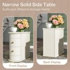 Wood 2-Drawer End Table, Narrow Side Table Slim Nightstand with Storage Bedside Accent Tables, No Assembly Required, Finished Back - 4 of 4