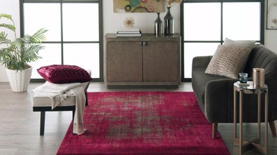 Radiant Tribal Red Abstract 4' x 6' Silky Area Rug