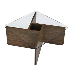 Gulches Mid-Century Modern Square Coffee Table - Tempered Glass Top, Living Room Center Cocktail Table for Small Spaces - 1 of 4