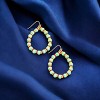 Slickblue Hoop Earrings, Boho Round Hoops with Beads, Festival Earrings, Wood Rubber Mix, 1.5", Gold Mint - 2 of 3
