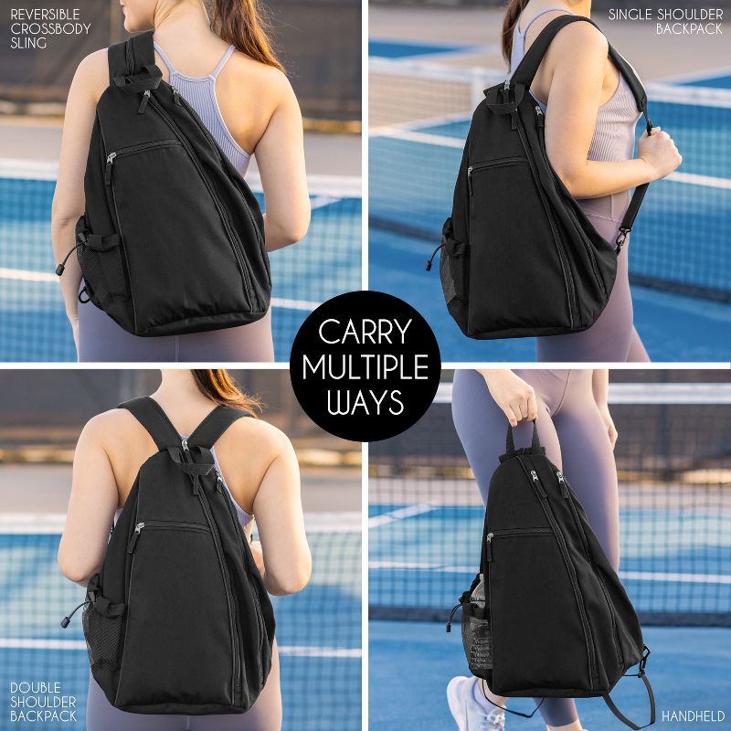 Sweet Jojo Designs Neutral Pickleball Bag Sling Backpack Zero Zero One Black, 6 of 8