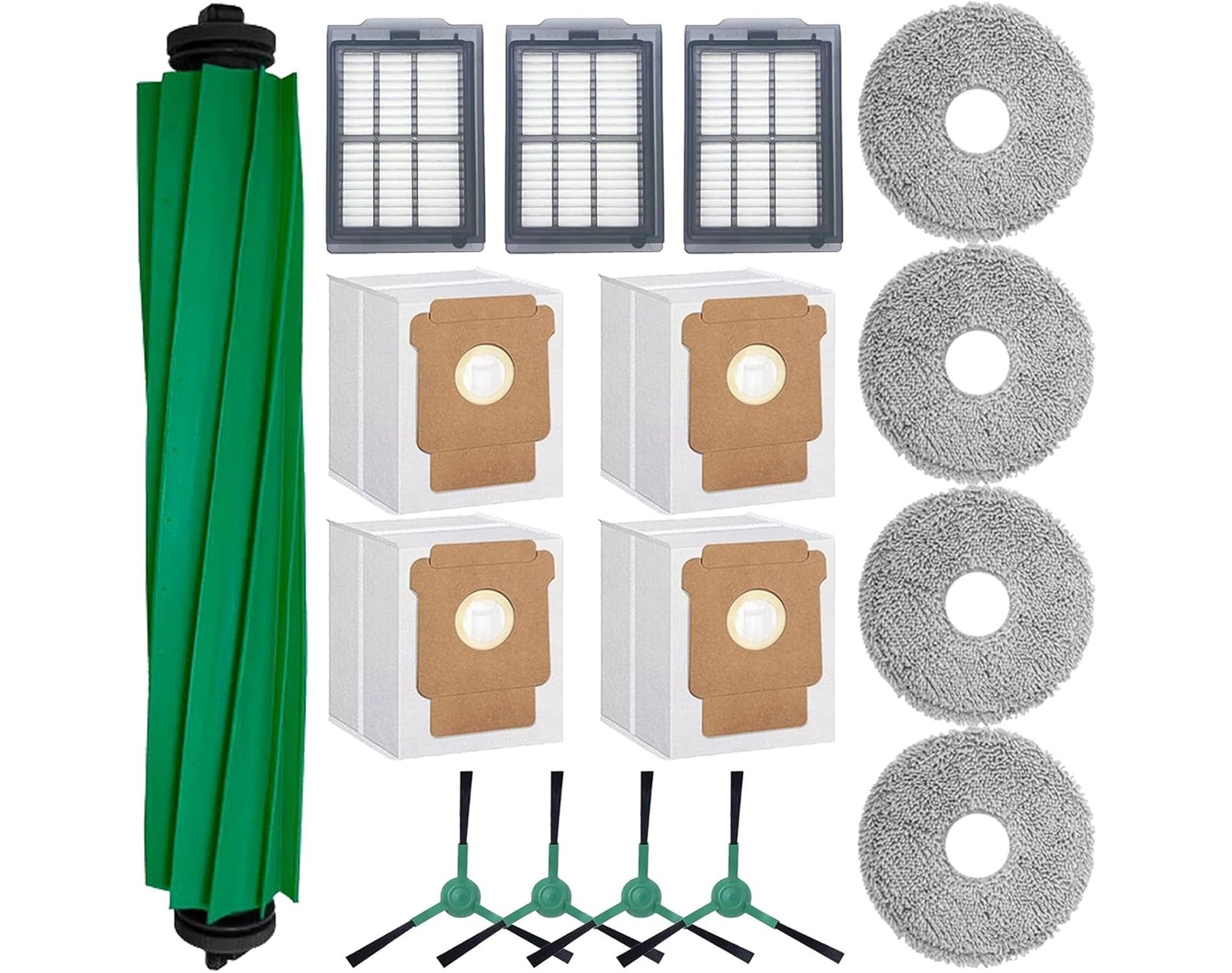 Deco Essentials 16Pcs Replacement Kits for iRobot Roomba Plus, Brushes, Filters, Bags