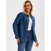 INSPIRE CHIC Women's Denim Puff Long Sleeve Button Down Jean Shirt Jacket - 2 of 4