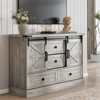 Farmhouse TV Stand for Living Room, 45" Wood Console Table with Sliding Barn Doors, 4 Large Drawers, Bar Handles, Entertainment Center for Bedroom - 2 of 4