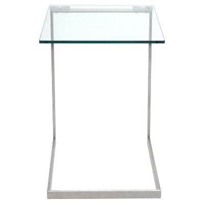 Zenn 16'' Clear Tempered Glass and Stainless Steel End Table