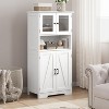 Acekool 54" Tall Farmhouse Bathroom Cabinet with Glass Doors, Adjustable Shelves & Storage – White Pantry & Cupboard for Kitchen, Living & Dining - 4 of 4