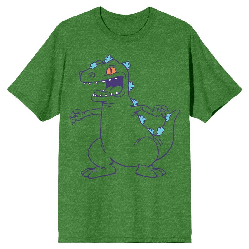 Rugrats Reptar Line Art Men’s Irish Green Heather T-shirt, 1 of 2