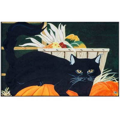 Olivia’s Home Indoor Doormat – Autumn Barn Cat Design, Rustic Fall Theme, 22" x 32", Seasonal Accent Mat for Entryway