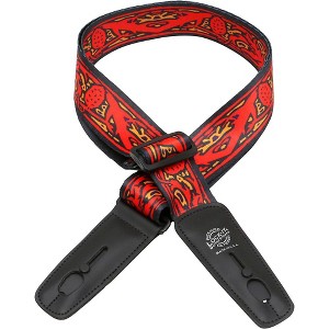 Lock-It Straps Bob Masse Rock Art Leather End Guitar Strap Red Thistles - 1 of 4