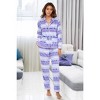 ADR Women's Soft Warm Fleece Pajamas Lounge Set, Long Sleeve Top and Pants, PJ - 2 of 4
