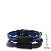 Steeltime Men's 2pc genuine black, blue and brown wrap multi-Row leather drawstring bracelets - 3 of 4