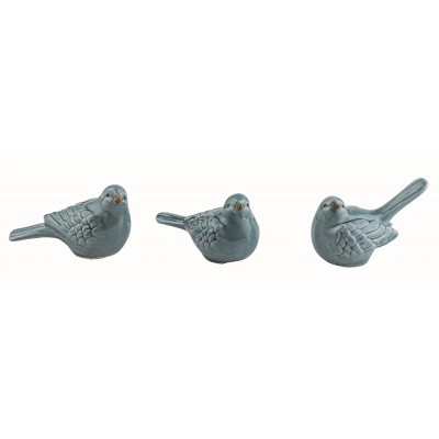 Transpac Ceramic Song Blue Grey Bird Figurine Set of 3 Home Decorations Small Size, 2.5 inch H. Spring Home Decorations