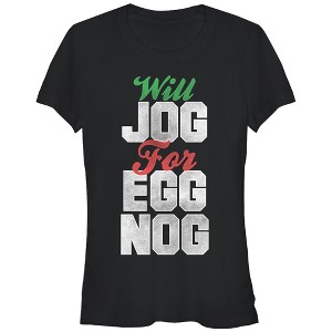 Juniors Womens CHIN UP Christmas Jog for Egg Nog T-Shirt - 1 of 3