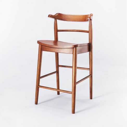 Kaysville Curved Back Wood Counter Height Barstool Walnut