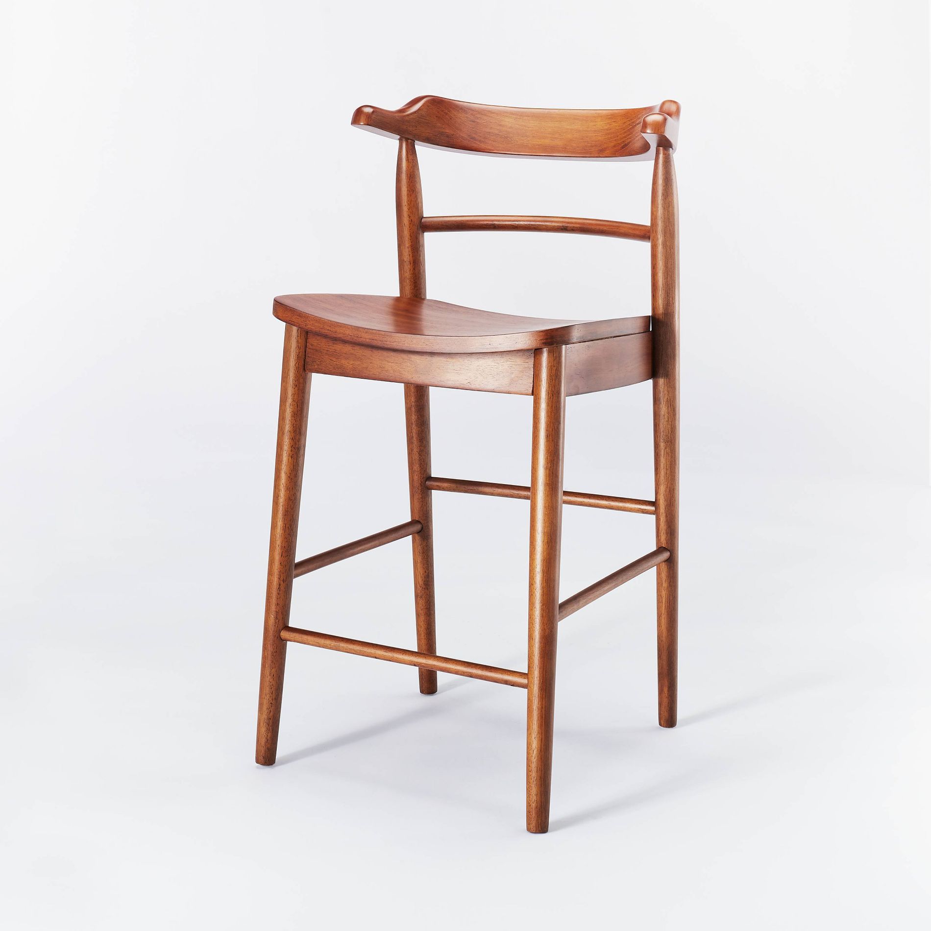 Kaysville Curved Back Wood Counter Height Barstool Walnut: Rubberwood Frame, 250lb Capacity - Threshold™ designed with Studio McGee