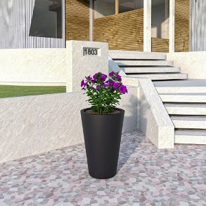 LeisureMod Pebble Fiberstone and MGO Clay Planter Tapered Round Planter Pot for Indoor and Outdoor - 1 of 4