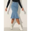 INSPIRE CHIC Women's High Waist Fishtail Ruffle Denim Jean Skirt - 3 of 4