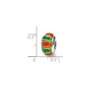 Black Bow Jewelry Green & Orange Striped Glass Sterling Silver Bead Charm - 2 of 3