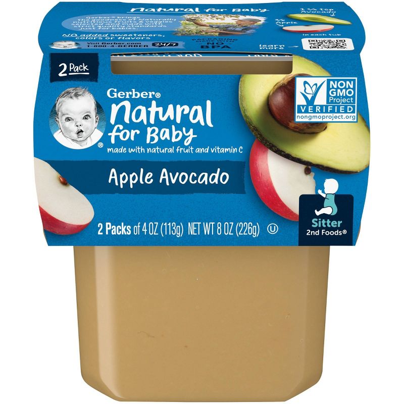 Gerber Sitter 2nd Foods Apple Avocado Baby Meals - 2ct/8oz, 1 of 7