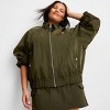 Women's Oversized Bomber Jacket - Future Collective Dark Olive Green - 3 of 3